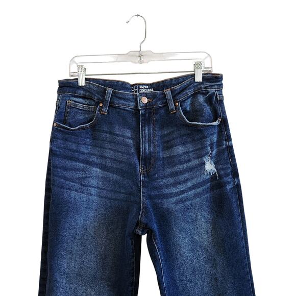 No Boundaries Super High Rise Wide Leg Jeans Pockets Blue Denim Size 16 - Picture 3 of 8
